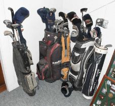 Various Golf Clubs, including Calloway, and golfing bags (qty)