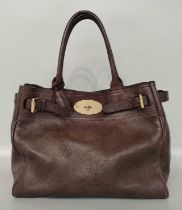 Mulberry Chocolate Brown Leather Bayswater Tote Bag, with brass hardware, Mulberry 'Postmans