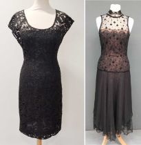 Prada Black Lace Mounted Dress, sleeveless with a scooped neckline, with internal black lining (size