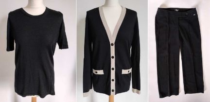 Chanel Uniform, comprising a black wool short sleeve top with round neck, and a black long sleeve