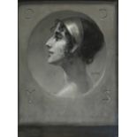 Continental School (20th Century) Portrait of a lady in profile, wearing a headband Bears signature,