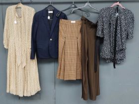Ladies Modern Clothing, comprising a Saint Laurent navy wool blazer (size F38), a Celine tweed skirt