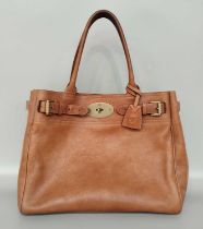 Mulberry Tan Leather Bayswater Tote Bag, with brass hardware, Mulberry 'Postmans Lock', tabs and