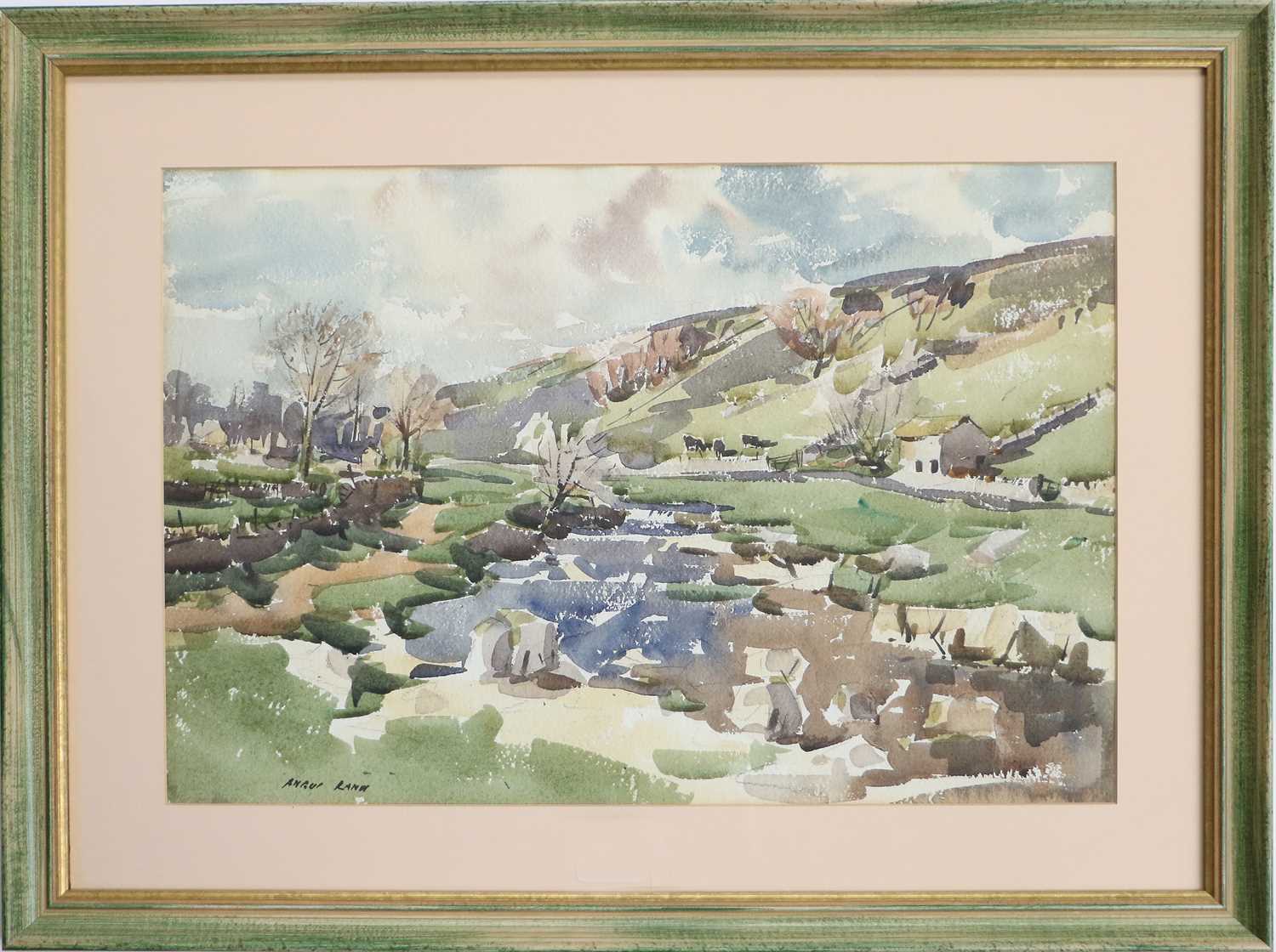 Angus Rands (1922-1985) A stone barn by a river in Langthrosdale Signed, indistinctly inscribed - Image 2 of 3