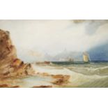 Henry Barlow Carter (1804-1868) Sailboats off the coast of Scarborough Signed watercolour;