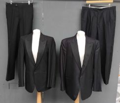 Gents Harrods Wool and Silk Mix Dinner Suit, with silk mounted collar and stripe to the trousers (