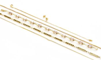 A Quantity of Jewellery, comprising of a 9 carat gold fancy link necklace, length 47cm; a 9 carat