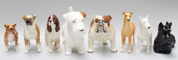 Beswick Dogs, including: British Bulldog, Scotty dog, etc. (one tray)