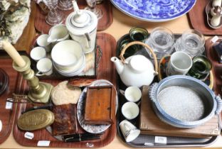 Miscellaneous items including a Dutch Brass Tobacco Box, a set of letter scales, an Art Deco