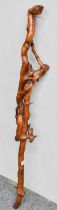 A Turned Rootwood Walking Stick, 87cm long