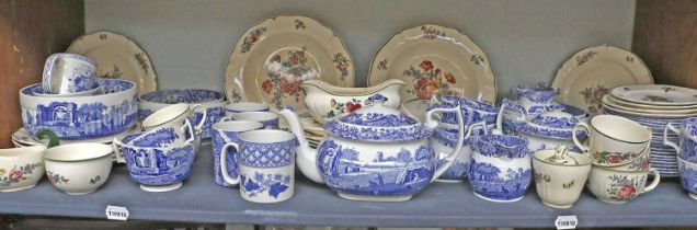 A quantity of Spode Printed Pottery in the Italian Landscape Pattern, together with mugs from the