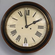 A Striking Wall Clock, circa 1910, twin spring barrel movement striking on a gong, 41cm high