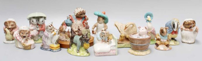 Beswick and Royal Albert Beatrix Potter Figures, including; 'Yock-yock in the Tub' and 'Old Mr