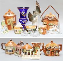 Beswick and Other Cottage Teawares, together with a Royal Doulton Budgeriar figure, a Nao duck