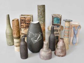 A Collection of Studio Pottery Vases, comprising Camini and Rosenthal examples, various slab vases