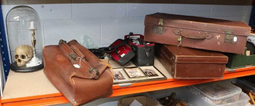 Fragments of the Berlin Wall, framed; various Cameras Including, Zorki nad Pentax, with lenses, etc,