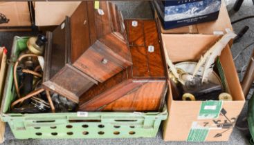 Miscellaneous Items, including a 19th century rosewood tea caddy, a Victorian walnut desk top