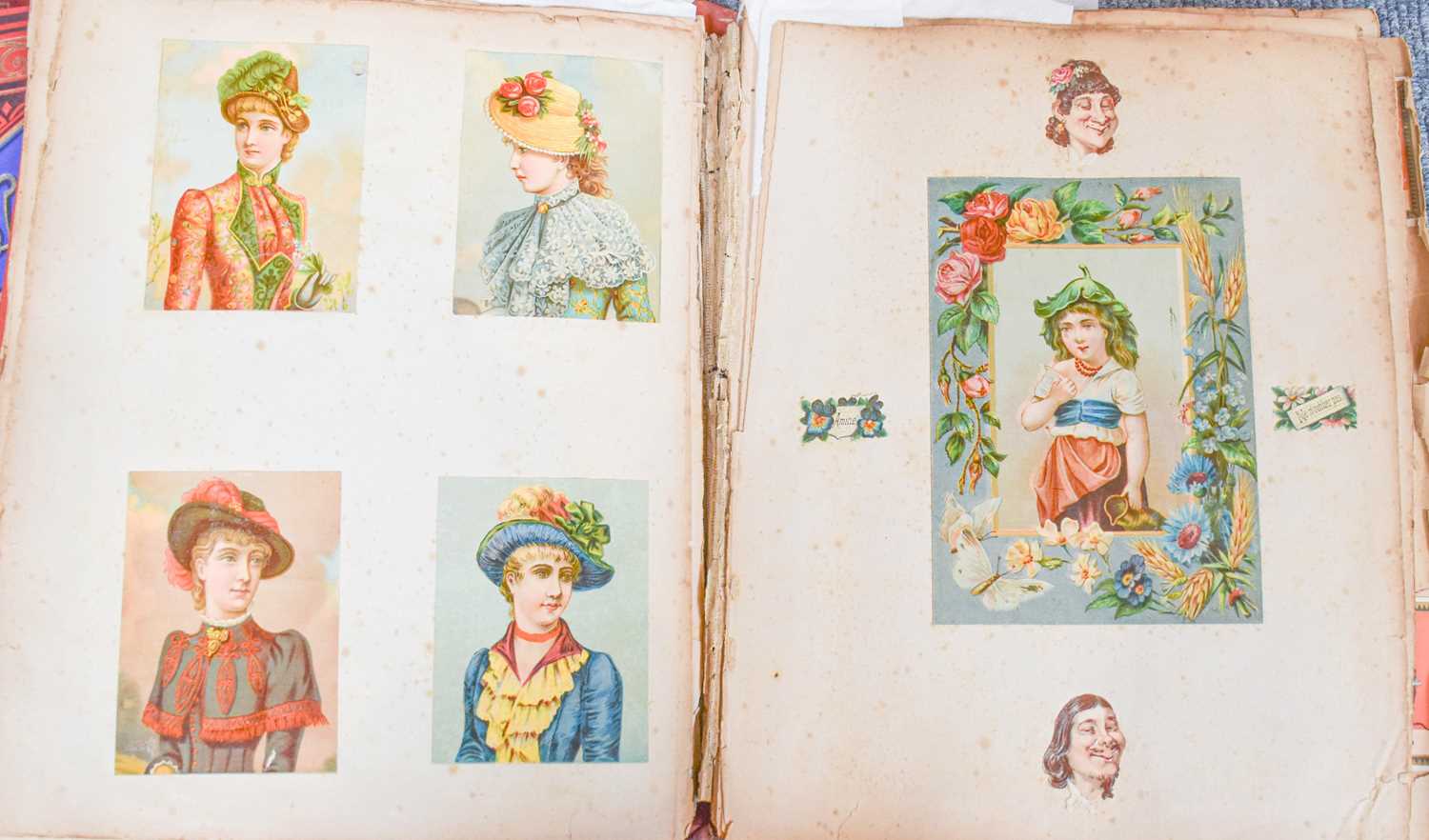 Assorted 19th Century and Later Printed Paper Scraps and Other Items, in three red bound albums, a - Image 4 of 7