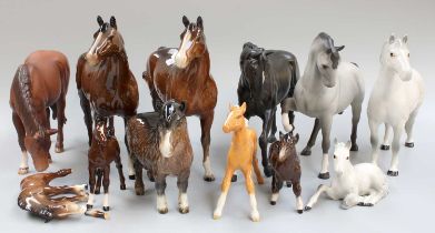 Beswick Horses and Foals, including Welsh Cob, Woolley Shetland Mare, Black Beauty, etc. (one tray)