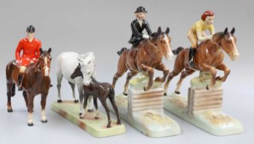 Beswick Horse Groups, comprising: Mare and Foal, model No. 1811, (grey mare and brown foal on base);