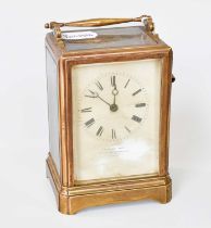 A French Brass Striking Carriage Clock, circa 1870, dial signed Lefrere, Passage Des Panoramas 51, A