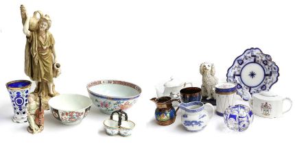 A Meissen Figure (restored), an Austrian figure, and other continental ceramics (two trays)