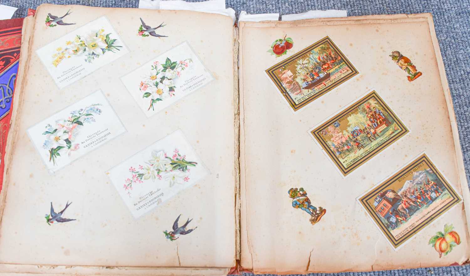 Assorted 19th Century and Later Printed Paper Scraps and Other Items, in three red bound albums, a - Image 3 of 7