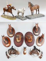 Beswick Race Horse Plaques, including Red Rum, together with a pair of horseshoe plaques, model