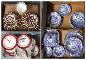 Spode Blue Italian Dinner Wares, Royal Crown Derby, Worcester etc. (four boxes)
