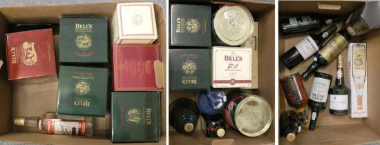 Various Whiskies and Other Spirits, including eleven Bells decanters, port, vodka etc. (three