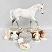 Assorted 20th century ceramics comprising: five Royal Albert Beatrix Potter figures, a Royal Doulton