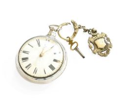 A Silver Pair Cased Verge Pocket Watch, movement signed Jno Wilkinson, Cartmel and numbered 1611,