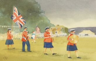 Colin Britton (b. 1947) Redcar Anglo-American Band, the Sowerby Gala Initialled, watercolour, 17cm