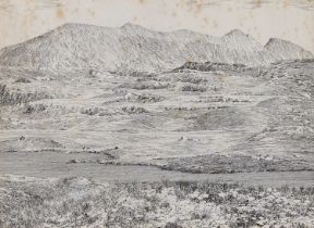 Alfred Wainwright (1907-1991) "Foinaven" Signed and inscribed to mount, pen and ink, 15cm by 20cm (