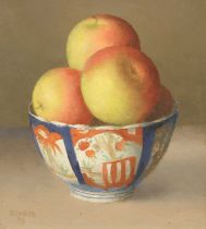 Gerald Norden (1912-2000) "Apples in an Imari Bowl (2)" Signed and dated (19)98, oil on board, 19.