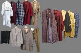 Assorted Mid 20th Century Gents Costume, comprising Daks London checked dressing gown, a red wool