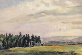 Fred Lawson (1880-1968) An extensive tree lined Dales landscape Signed, watercolour and ink, 25cm by