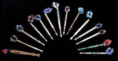 19th Century Lace Makers Bobbins comprising five bone named examples, 'Mary', 'John', 'Sally' and '