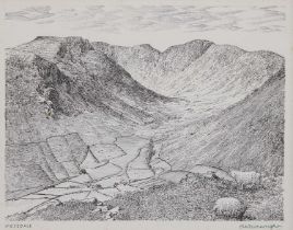 Alfred Wainwright (1907-1991) "Mosedale" Signed and inscribed, pen and ink, 18cm by 23cm (unframed)