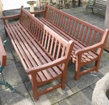 A Large Pair of Slated Wooden Benches, 245cm wide Lot 1348 £200-400