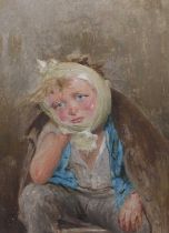 British School (Late 19th Century) Boy in bandages Indistinctively inscribed and dated 1874, oil