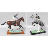 Two Painted Equestrian Models, by I. H. Arthur 1979, H.R.H Princess Anne and Columbus and Alleged