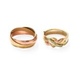 A 9 Carat Gold Russian Band Ring, finger size U1/2; and A 9 Carat Gold Puzzle Ring, finger size T