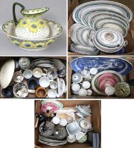 Quantity of Assorted Ceramics and Glass, etc., including a Victorian waterlilly pattern part