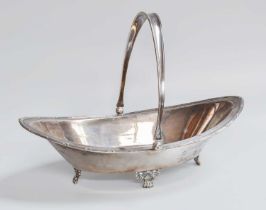 A George V Silver Basket, by James Dixon and Sons, Sheffield, 1918, oval and on four lion paw and