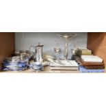 A Collection of Assorted Silver Plate, including an epergne, with a central pierced bowl and