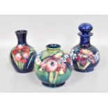 A Walter Moorcroft "Orchid and Spring Flowers" Pattern Scent Bottle and Stopper, impressed marks,