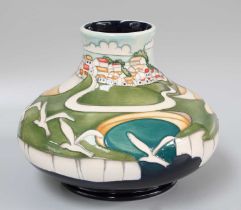 A Modern Moorcroft "white Cliffs" Pattern Vase, by Kerry Goodwin , limited edition 35/100, impressed