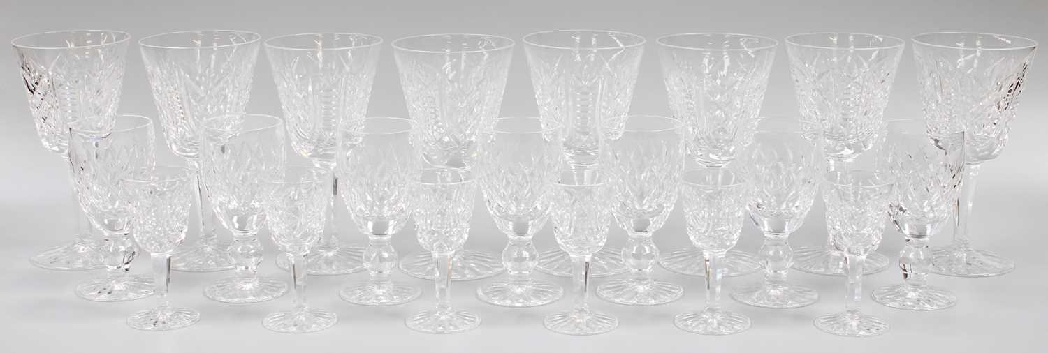 A Waterford Crystal Part Table Service, comprising eight wine glasses, seven sherry glasses and