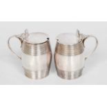 A Pair of Victorian Silver Mustard-Pots, by Henry Wilkinson and Co., Sheffield, 1865, each barrel-